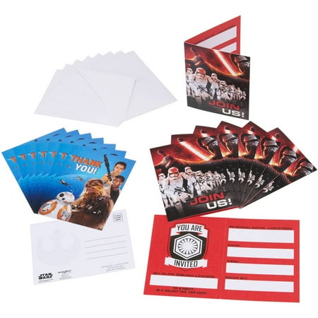 Star Wars Episode VII Invite and Thank-You Combo Pack, 8 Count, Party Supplies