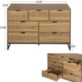 thumbnail image 2 of Aukfa 47.2" W Wood 7 Drawer Dresser, Wood Cabinet for Bedroom Living Room, Walnut, 2 of 7