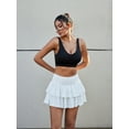 thumbnail image 6 of White Layered Pleated Mini Skirt - Multi-Tiered Folded Design With Adjustable Waistband - Breathable For Spring & Summer Outfits, 6 of 6