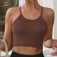 thumbnail image 4 of SMihono Women's Washed Seamless Rib-Knit Camisole Crop Tank Tops Sleeveless Racerback Sport Tank Spaghetti Strap Cropped Cami & Halter Neck Crop Tank Top (Brown L ), 4 of 8