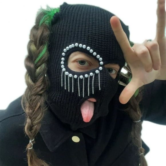 652F Halloween Balaclava Funny Balaclava Face Mask Balaclava Distressed Party Hat Scary Balaclava Hooded Knitted Hat Beanies Wangyu