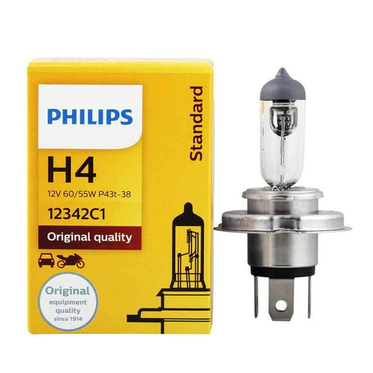 Philips H4 12342 12V 60/55W P43t-38 Original Equipment Standard Lamps  12342C1 Pack of 1 Bulb 