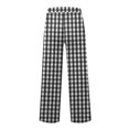 thumbnail image 5 of WTOBBY Women's Wide Leg Casual Pants High Waist Plaid Sports Trousers, Comfortable Stretch Athletic Pants for Jogging and Lounge Wear,Black L, 5 of 6