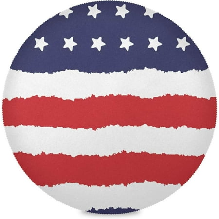 

Hyjoy USA Independence Day Round Placemats for Dining Table Non-Slip Heat-Resistant Polyester Table Mats Set of 6 Washable Table Mats for Kitchen Dining Table Decoration (1052)