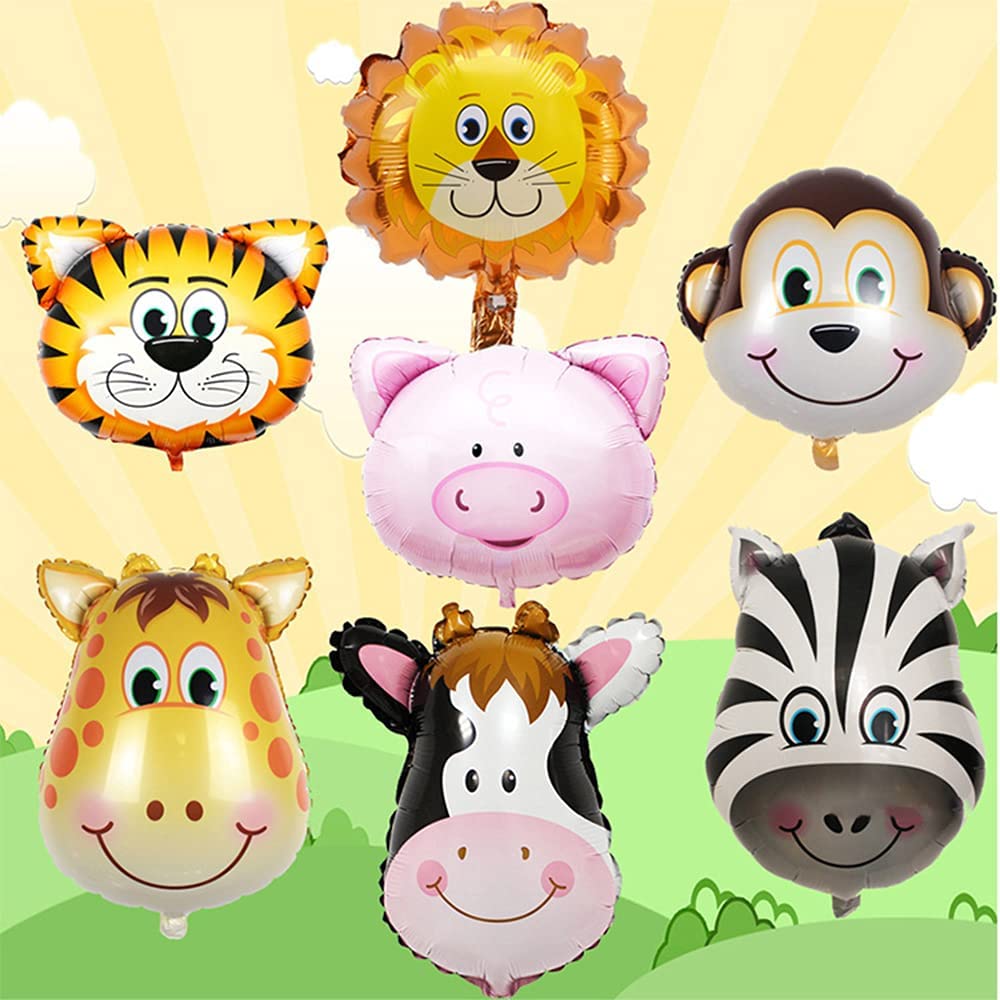 STONCEL 10PCS Animal Balloons, 25Inch Giant Zoo Animal Balloons Kit, Jungle Safari Animals Theme Birthday Party Decorations for Kids Gift Baby Shower Party Supplies