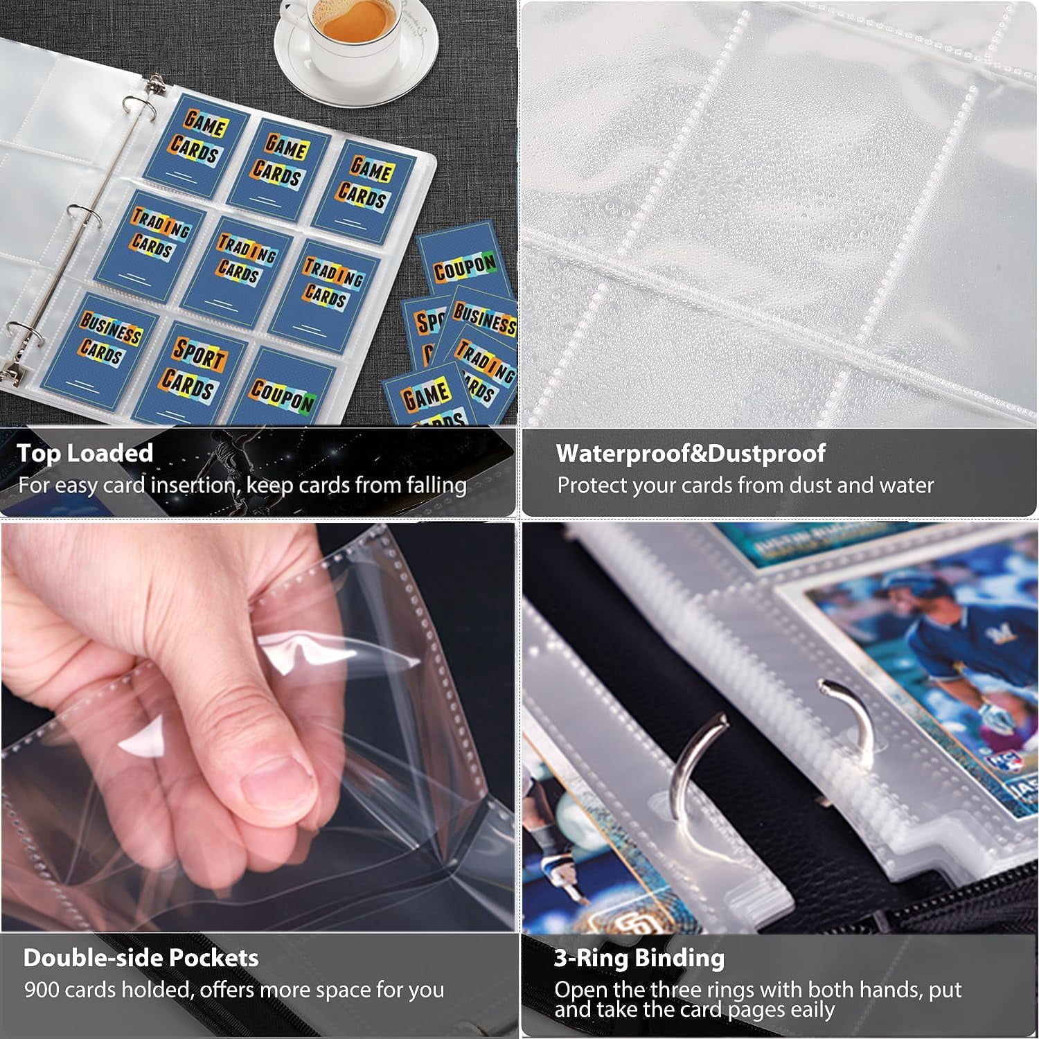 ZUIKEMX Trading Card Binder 400 Pockets with Zipper, Double Sided Pockets Card Holder Carry Case for Hobby Collectibles