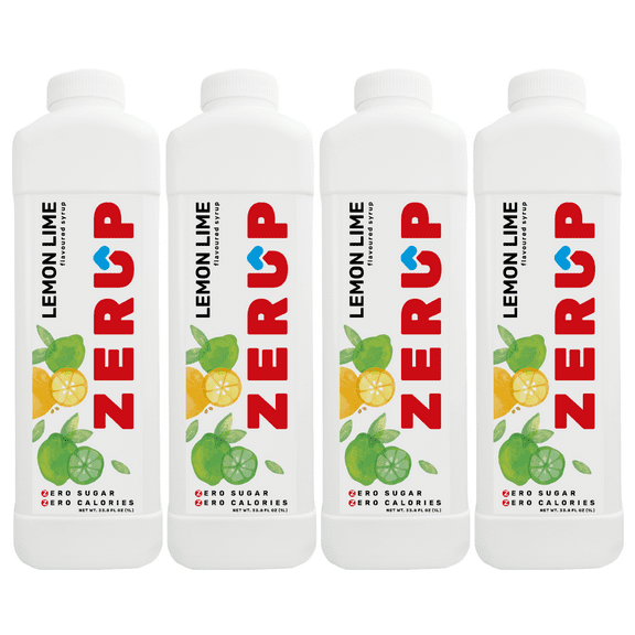 Zerup Zero Sugar Lemon Lime Syrup Sugar-Free Pack of 4 33.8 Oz (1L)