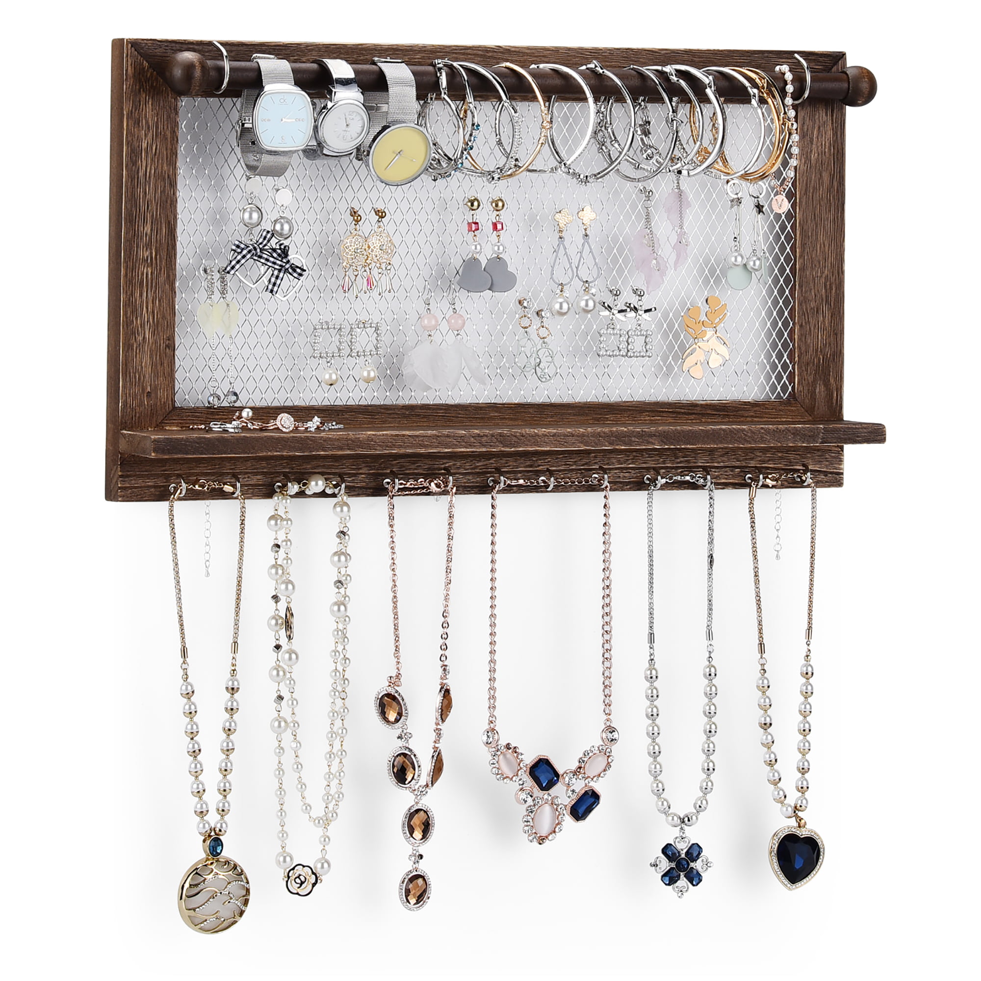 Metal Rose Floral Heart Jewellery Necklace Display Stand Rack Holder Hanger 