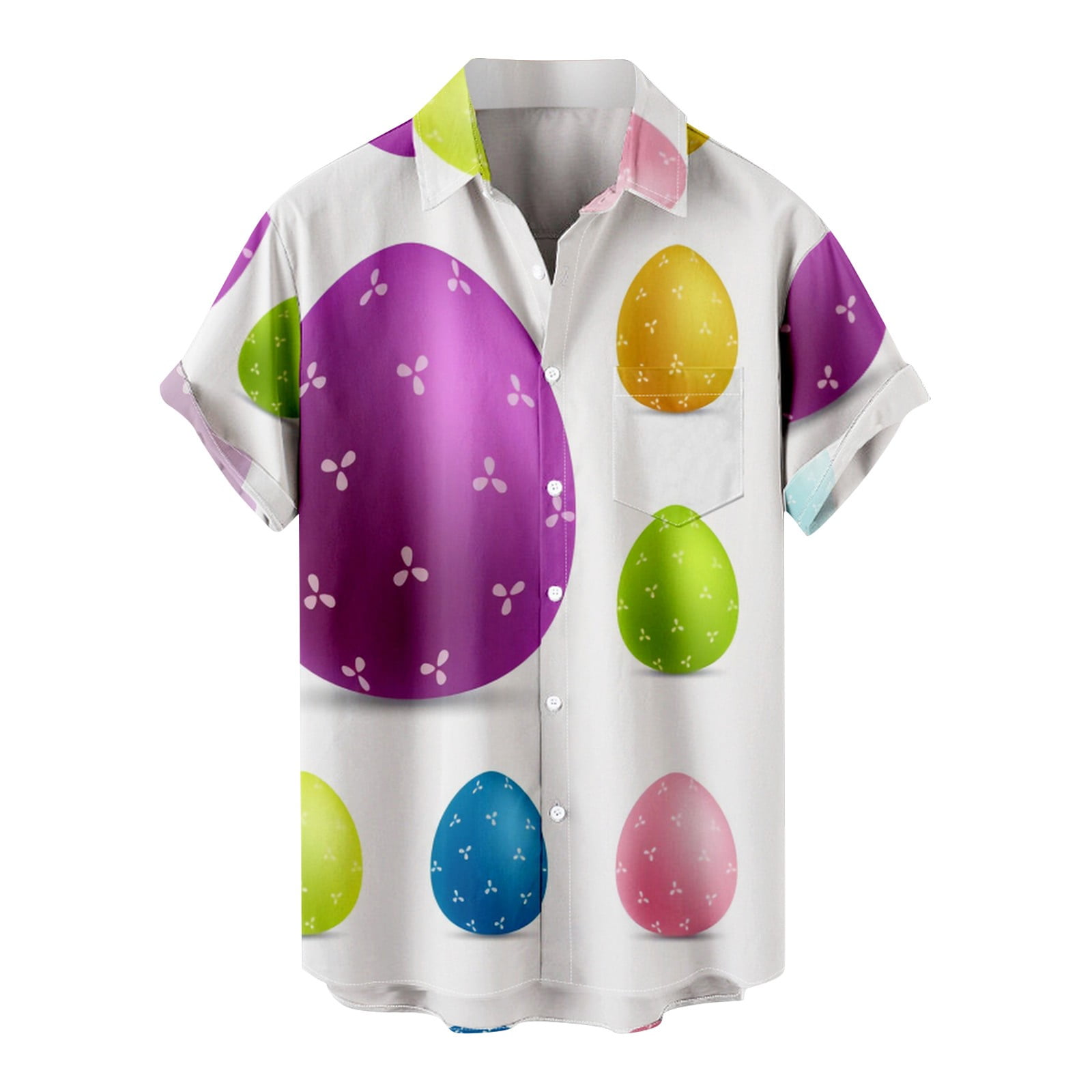 Qcmgmg Men's Easter Shirts Short Sleeve Button Down Collar RegularFit Shirt XXXXL
