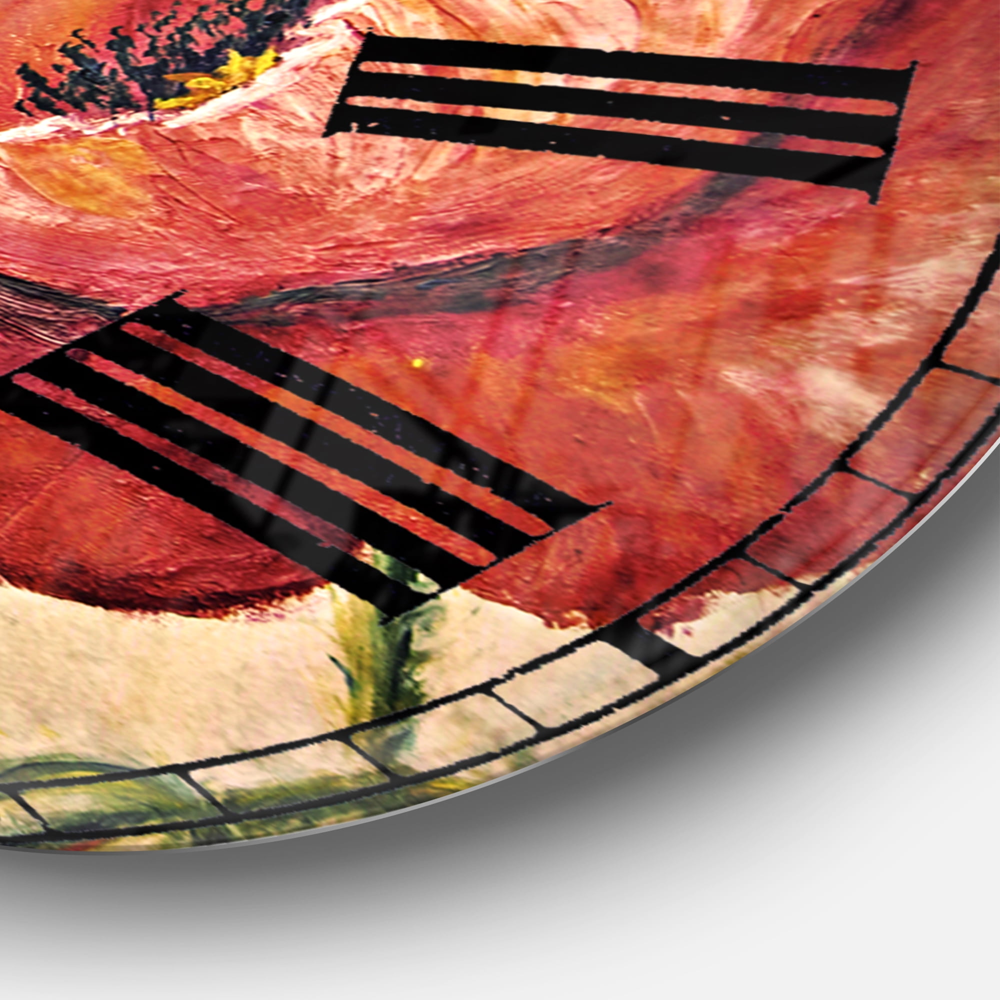 Designart 'Poppies in Wheat' Traditional wall clock