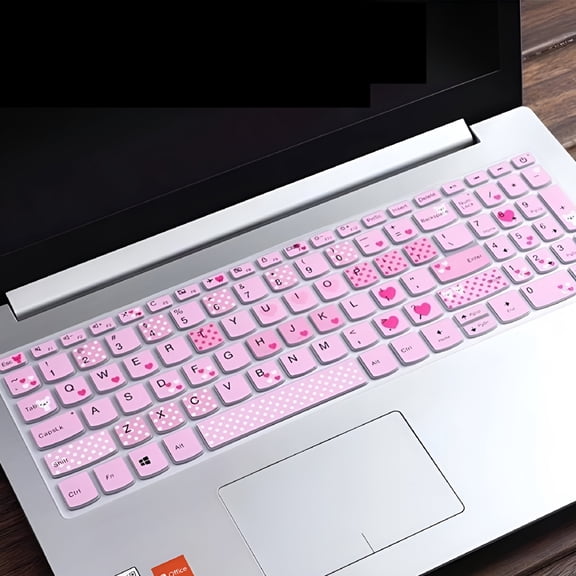 GJX 15.6 Inch Laptop Keyboard Cover, Pink TPU Dust Protector, 0.2mm Ultra-Thin Backlit Compatible, Washable Key Shield for Office Travel Home, Prevents Spills Scratches, Soft Touch Film
