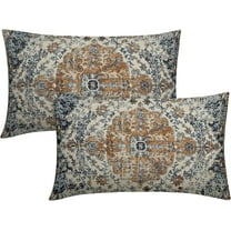 Brown Navy Blue Ethnic Boho Pillow Covers 12X20 Inch Bohemian Carpet Vintage Lumbar Pillow Cases Gold Black Tan Floral Throw Pillow Set of 2 Home Decor for Room Bedroom Outdoor Porch Patio Cushion