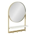 thumbnail image 1 of Kate and Laurel Chadwin Round Mirror with Shelf and Hooks, Gold 15x21, 1 of 11