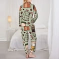 thumbnail image 5 of Kll Coffee Print Women'S Long Sleeve Pajamas With Pants Sleepwear Loungewear 2 Set-Xx-Large, 5 of 9