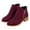 Wine, variant on Puntoco Women's Round Toe Low Block Heel Ankle Booties, Side Zipper Casual Short Boots for Daily Wine 9.5