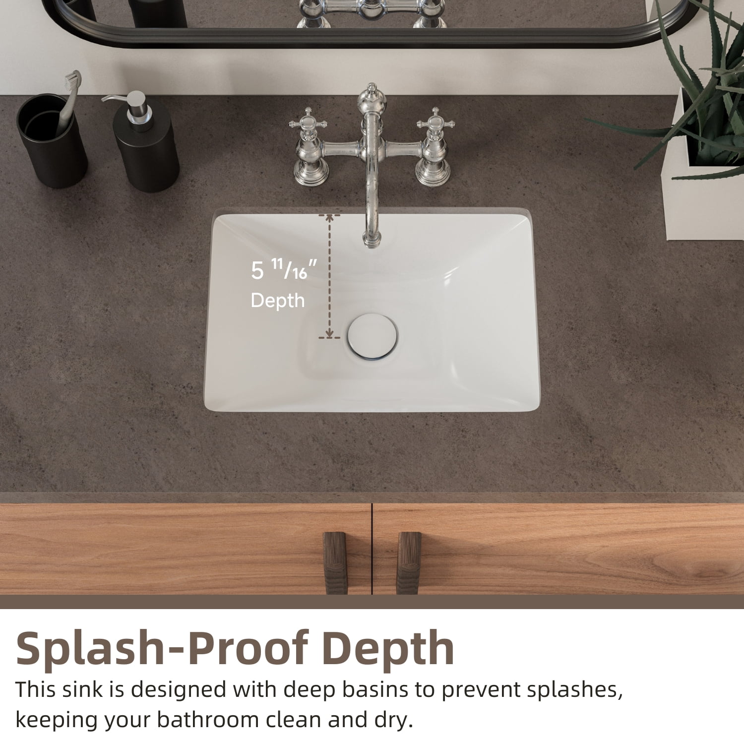 Los Flexi 18″ x 13″ Undermount Bathroom Sink Rectangle, White Ceramic Undermount Lavatory Sink with Overflow