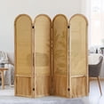 thumbnail image 5 of Aletheiawu 4 Panel Rattan Room Divider, Folding Privacy Screens, No Installation, Light Brown, 5 of 8