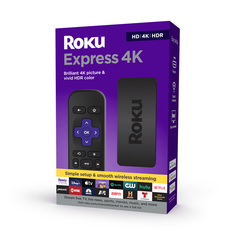 Roku Express 4K 2021 Streaming Media Player HD/4K/HDR with Smooth