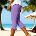 thumbnail image 5 of Capris Pants for Women - Dance Yoga Leggings Elastic Waist Ruffle Summer Casual Athletic Cropped Pants, 5 of 7