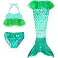 thumbnail image 1 of 3Pcs Mermaid Tails compatible Swimming compatible Girls Swimsuit Princess Bikini Costume Bathing Suits Set compatible Kids Gift_Gift Of G, 1 of 5