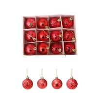 Hvmvliv 12-Piece Shatterproof Christmas Ball Ornaments Multiple Styles Tree Party Decorations Red