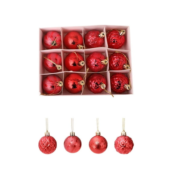 CuiLiyq 12 Pcs Christmas Ball Ornaments, 2" Christmas Tree Decoration Ornaments, Glitter Plastic Hanging Ball Decorations, for Home and Holiday Party Accessories (Red)