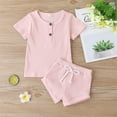 thumbnail image 5 of Seyurigaoka Baby Girls Boys Knitted Short Sleeve T-Shirt Top Solid Color Shorts, 5 of 7