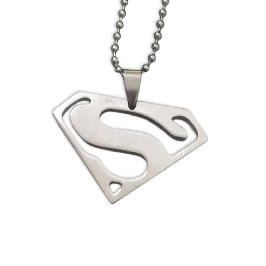 Shiny Silver Stainless Steel Big S Men Pendant Necklace Ball Chain