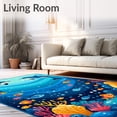 thumbnail image 2 of ODIKA 5'x7' Machine Washable Non-Slip Area Rug, Underwater Wonders Round Bright Ocean Animal Floor High Traffic Rug, Blue, 85280, 2 of 7