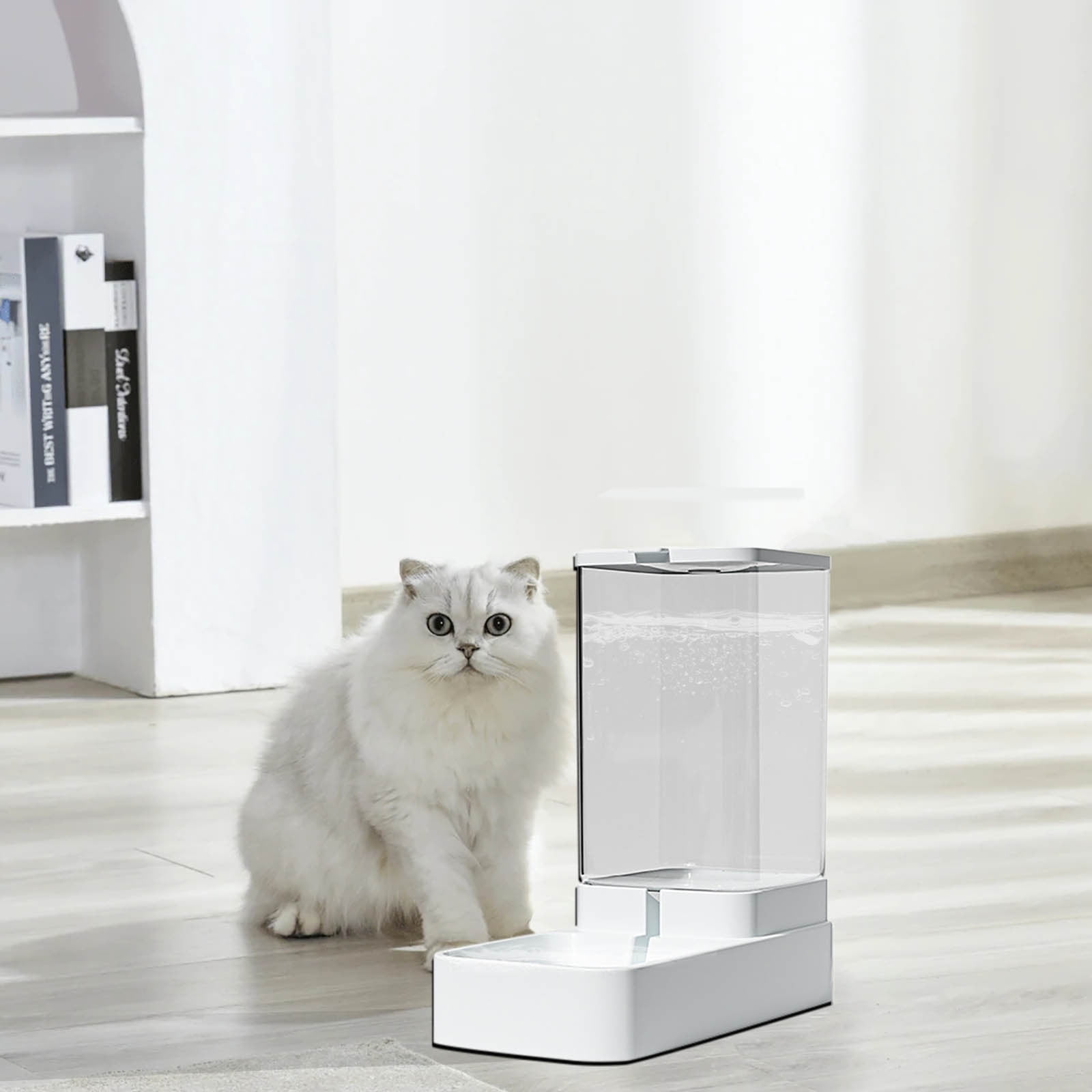HOZVOMI Automatic Cat Feeder & Dog Water Dispenser, Programmable Timed Feeding Station with Dry Food Storage and Automatic Water Refill System