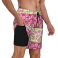 thumbnail image 2 of Kdxio Flowers Print Men's Swim Trunks with Compression Liner 7 Inch Inseam Quick Dry Swim Shorts, 2 of 7