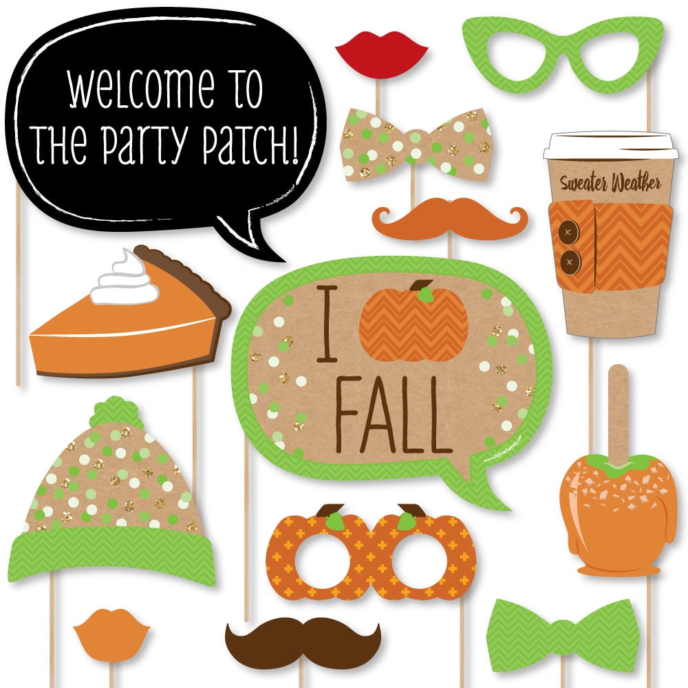 Pumpkin Patch Fall & Halloween Party Photo Booth Props Kit 20 Count
