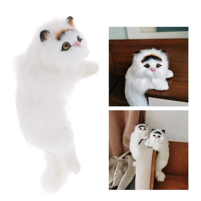 Juguetes de peluche, muñecos de , juguetes de peluche, almohada suave pa mascotas, 30 cm, simulación de gato, modelo de animal, decoraciones Negro Izquierdo Colco muñeca de gato para niños