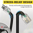 thumbnail image 4 of ZAZFO 15ft 10 Gauge Extension Cord, 3 Prong 5-15P to 5-15R, SJTW with Power Indicator Light, Heavy Duty Flexible Durable, Black Waterproof for Outdoor Use, 4 of 7