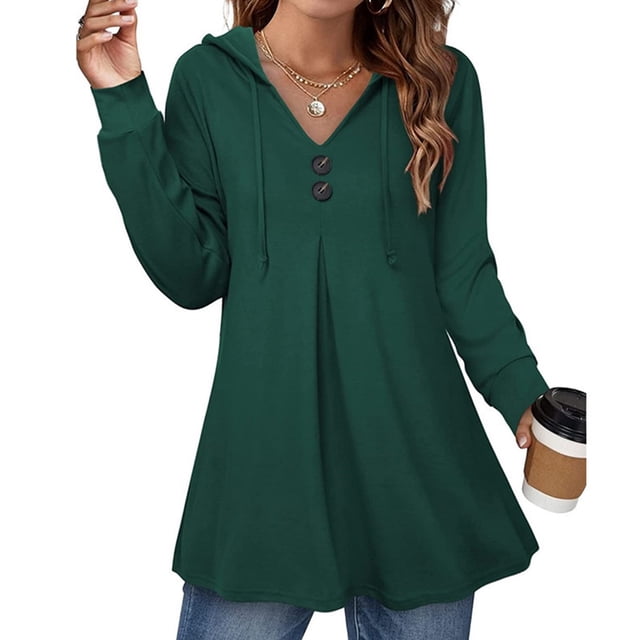 Sudadera con capucha para mujer, suave, cómoda, informal, holgada, con cuello en V, con capucha, manga larga, camiseta superior