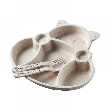 

Children s Kindergarten Cartoon Cute Compartment Tableware + Spoon + Fork 3 Piece Set