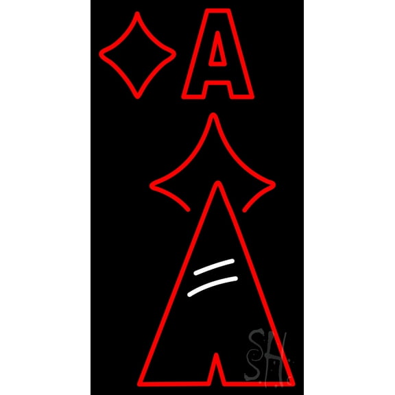 Poker Cards LED Neon Sign 24 x 13 - inches, Black Square Cut Acrylic Backing, with Dimmer - Bright and Premium built indoor LED Neon Sign for wall décor, arcarde, and storefront.