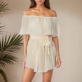 thumbnail image 2 of Mono capri con volantes y hombros descubiertos para mujer: conjunto de gasa para verano, ideal para ocasiones informales y citas, 2 of 5
