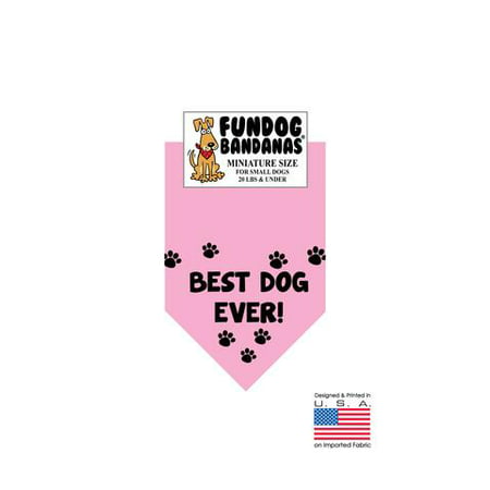 MINI Fun Dog Bandana - Best Dog Ever - Miniature Size for Small Dogs under 20 lbs, light pink pet