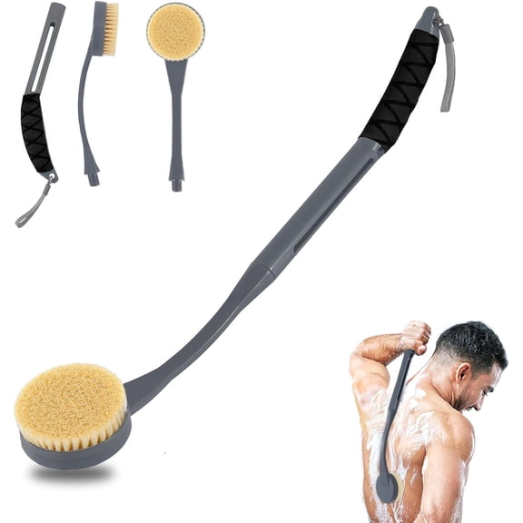 Back Scrubber for Shower,20.5" Long Handle Shower Brush for Body for Deep Clean,Back Brush for Shower for Men Women(Grey)