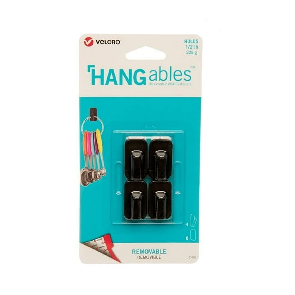 Ganchos micro Velcro Hangables Paquete con 4 piezas,  color negro