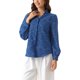 thumbnail image 4 of Blusa de manga larga INSPIRE CHIC para mujer, con volantes, cuello en V, casual, de oficina, con ojales, color azul real, 4 of 5