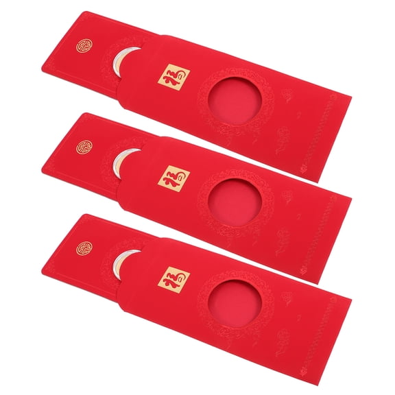 GAXIRE 3pcs Red Envelope Set Chinese Style Elegant Paper Red Packets for Weddings, , Money, 6.7 x 3.4 inches