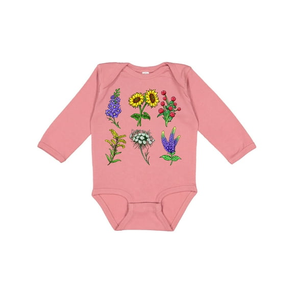 Inktastic Group of Beautiful Wildflowers Boys or Girls Long Sleeve Baby Bodysuit