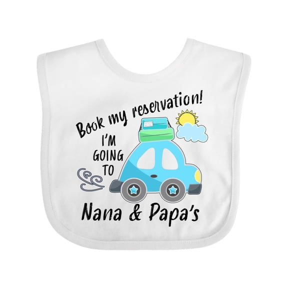 Inktastic Book My Reservation I'm Going to Nana and Papa's Boys or Girls Baby Bib
