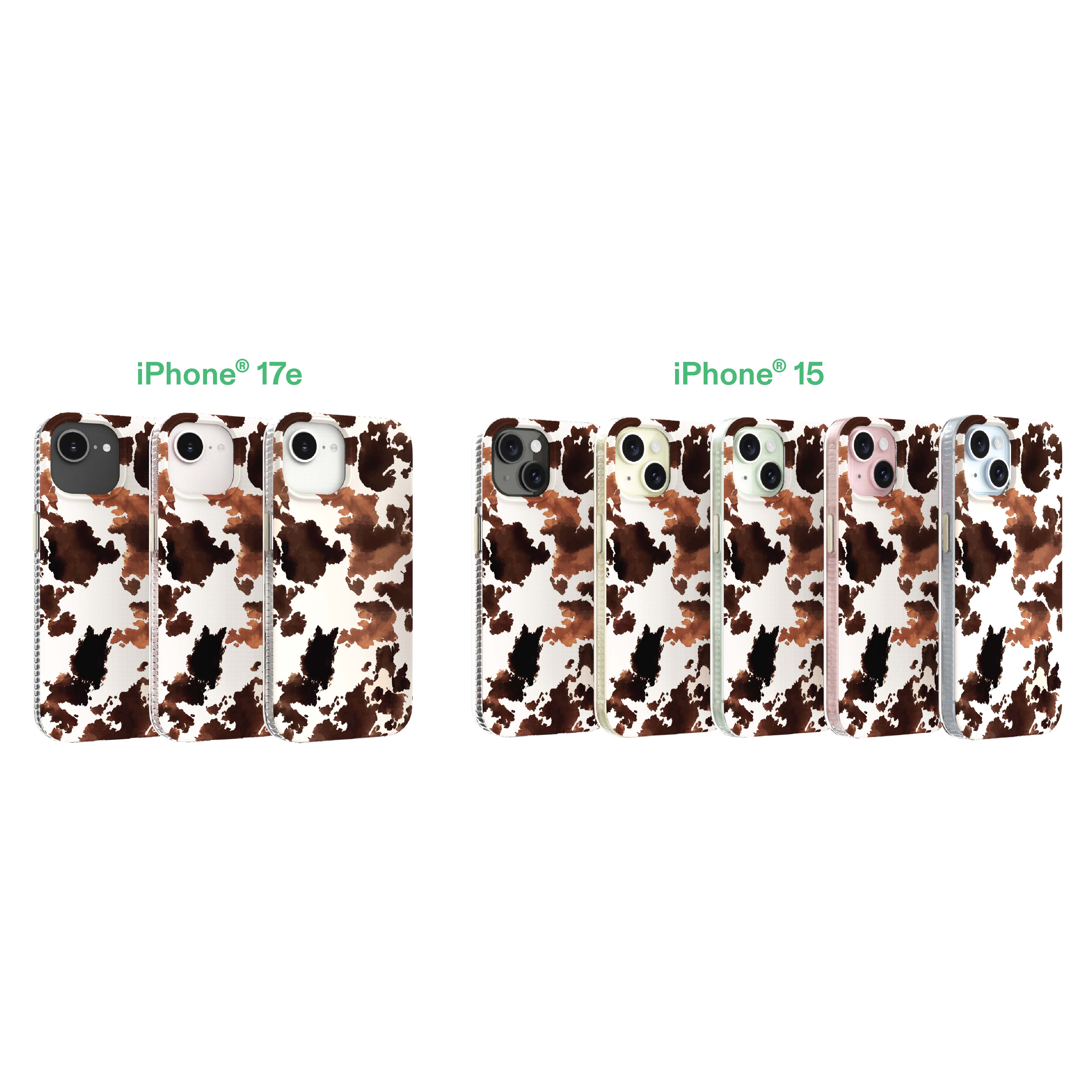 onn Phone Case for iPhone 17e / 16e / 15 / 14 / 13, MagSafe Compatible - Cow Print