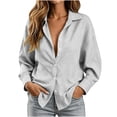 thumbnail image 2 of Odbmxy Collared Womens Shirt Long Sleeve Fall Striped Button Down Tie Back Casual Blouse Women Vacation Regular, 2 of 9