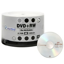 Smart Buy 120 Min 4.7 GB 4X DVD-RW Recordable Disks Spindle, 50 Pack