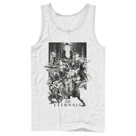 Men's Marvel Eternals Greyscale Poster  Tank Top White X Large