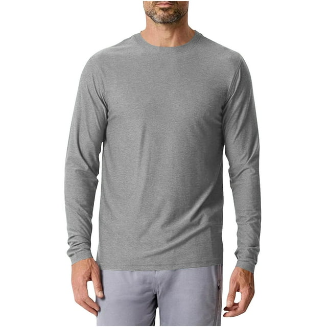yoeyez Men's Sun Protection Shirts Solid Color Long Sleeve Sunscreen Shirt Lightweight Breathable Spf Rash Guard for Fishing Hiking Swimming Running Gray,L